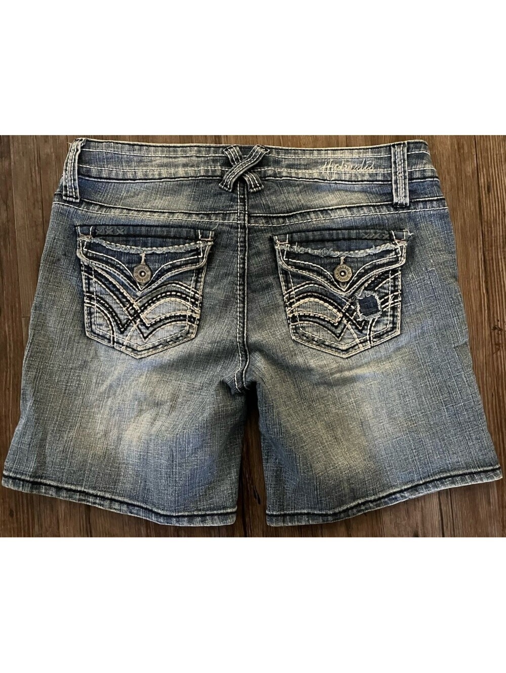 VTG Hydraulic Jean Shorts Sz 7/8 Low Rise Distressed Y2K
